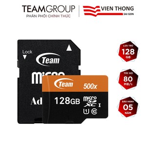 Mua Thẻ nhớ microSDHC Team 128GB upto 80MB/s 500x kèm Adapter (Đen cam)