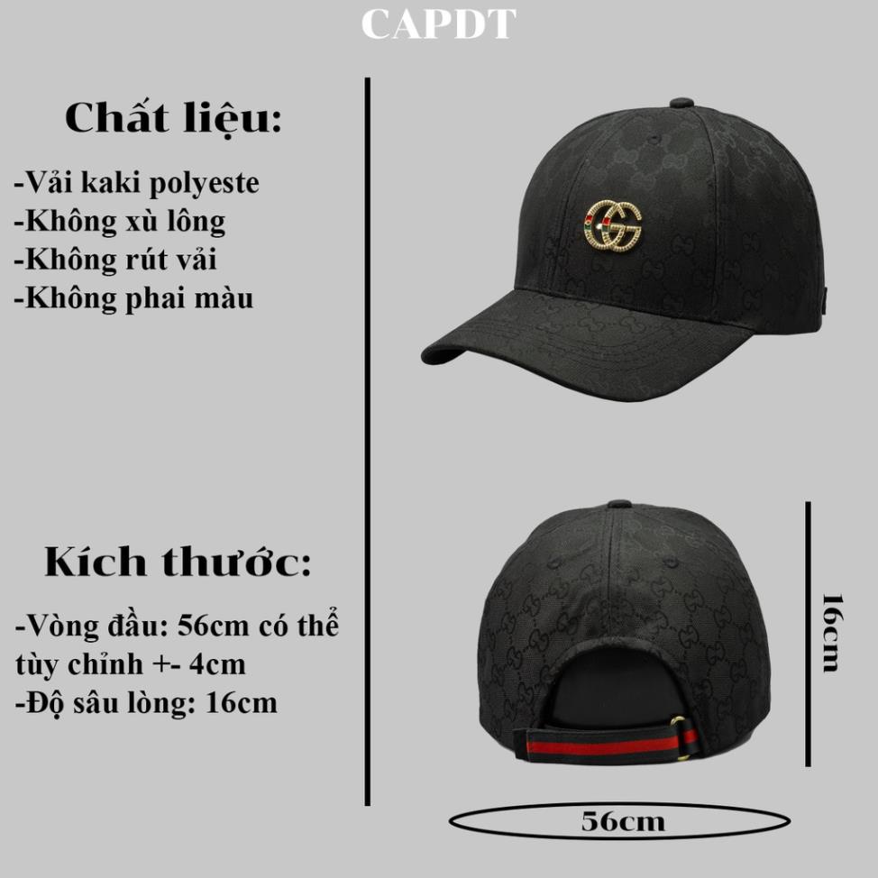 Mũ lưỡi trai chính hãng CAPDT, nón kết nam nữ unisex logo GG màu đen GG01 !