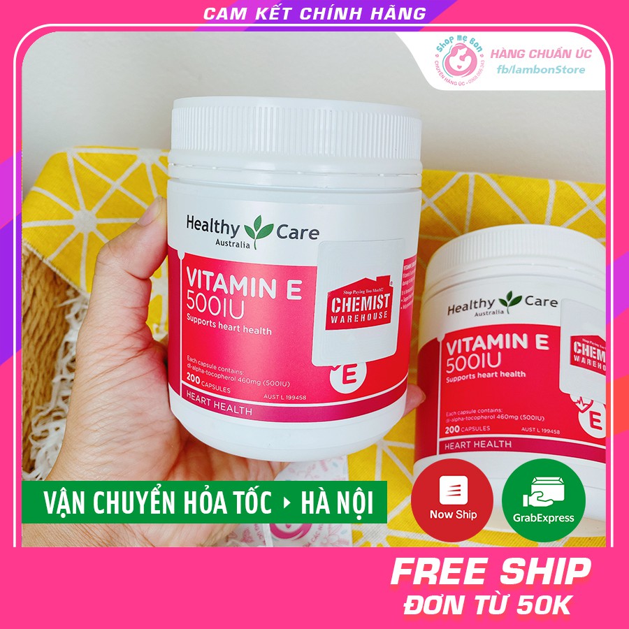 [Có Tem Chemist] VITAMIN E HEALTHY CARE 500IU 200 viên - Xuất xứ Úc | Thế Giới Skin Care