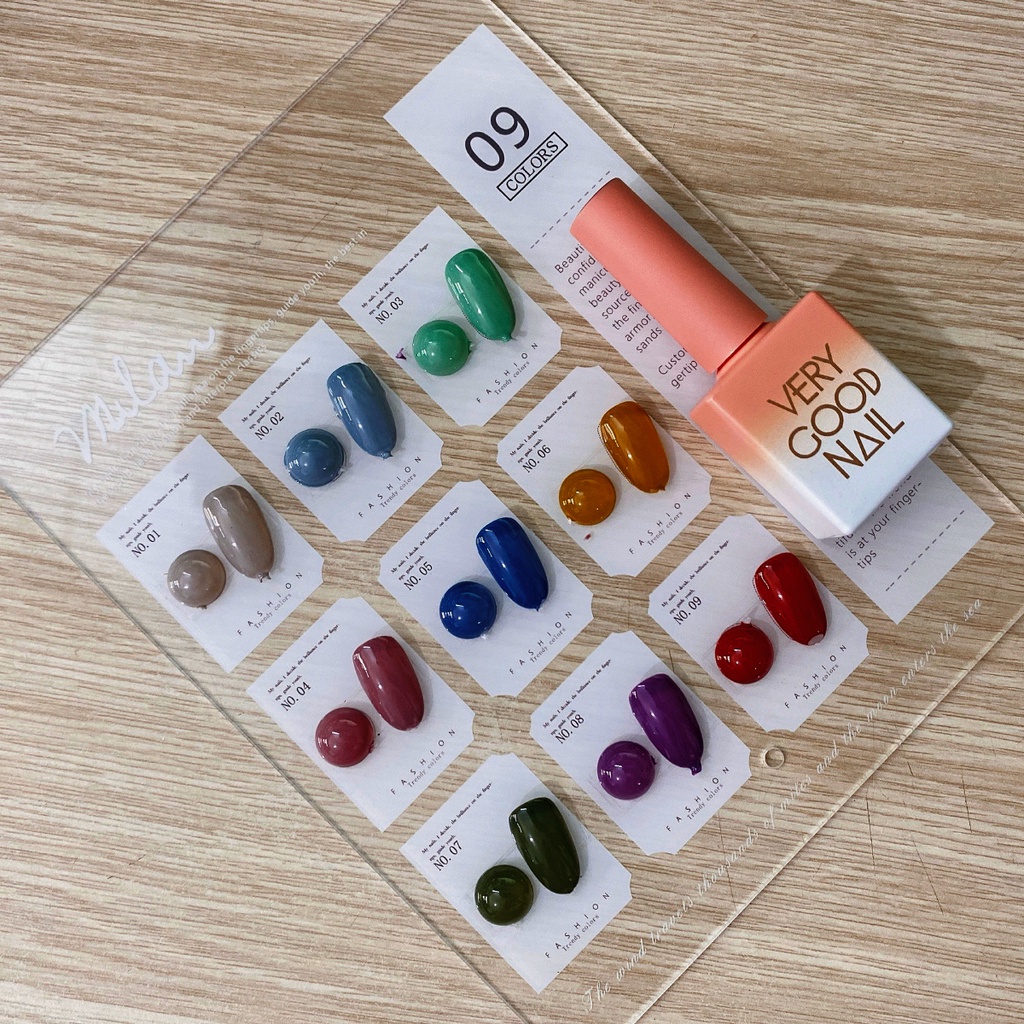 [02] Set sơn gel thạch 9 màu Very Good Nail chính hãng 15ml + tặng kèm bảng màu