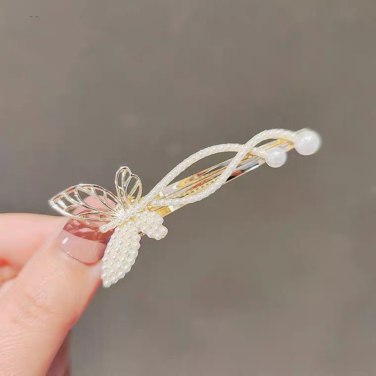 Kẹp Tóc Hình Bướm Đính Ngọc Trai Dễ Thương