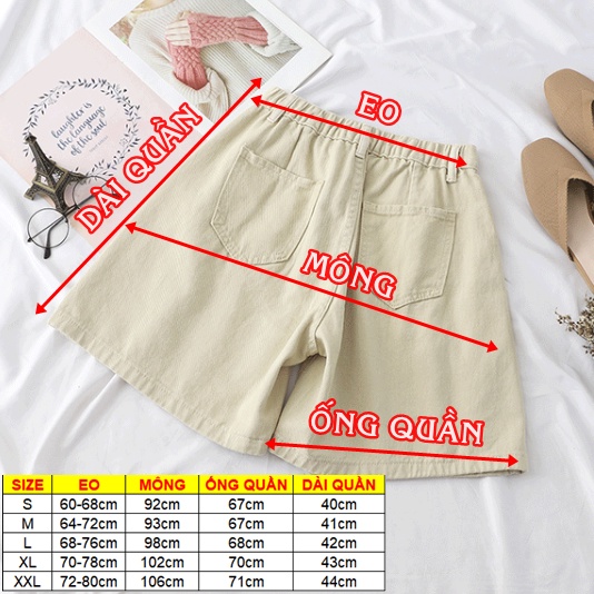 Quần short kaki denim phong cách Hàn Quốc dành cho phái nữ