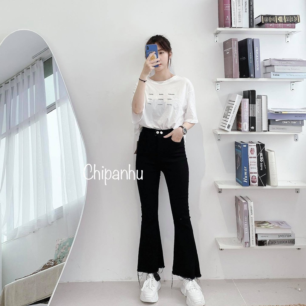QUẦN JEANS ỐNG LOE ĐEN TRƠN - QB3003