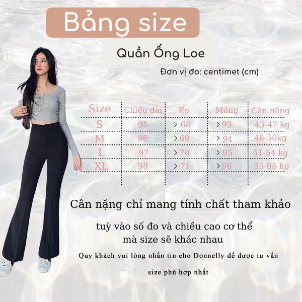 [Hàng Cao Cấp Ảnh Thật] Quần Ống Loe Donnelly Cạp Cao, Quần Ống Loe Nữ Lưng Cao Vải Co Dãn Giúp Tôn Dáng Kéo Dài Chân