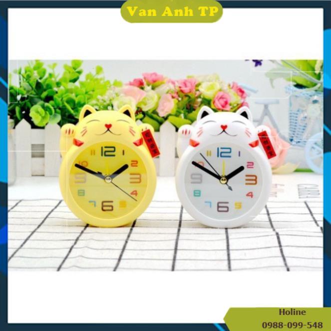 Đồng hồ để bàn hình mèo, có chức năng báo thức, trang trí bàn làm việc 7641