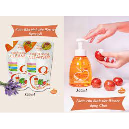 Nước rửa bình sữa Wesser cho bé dung tích chai / túi 500ml