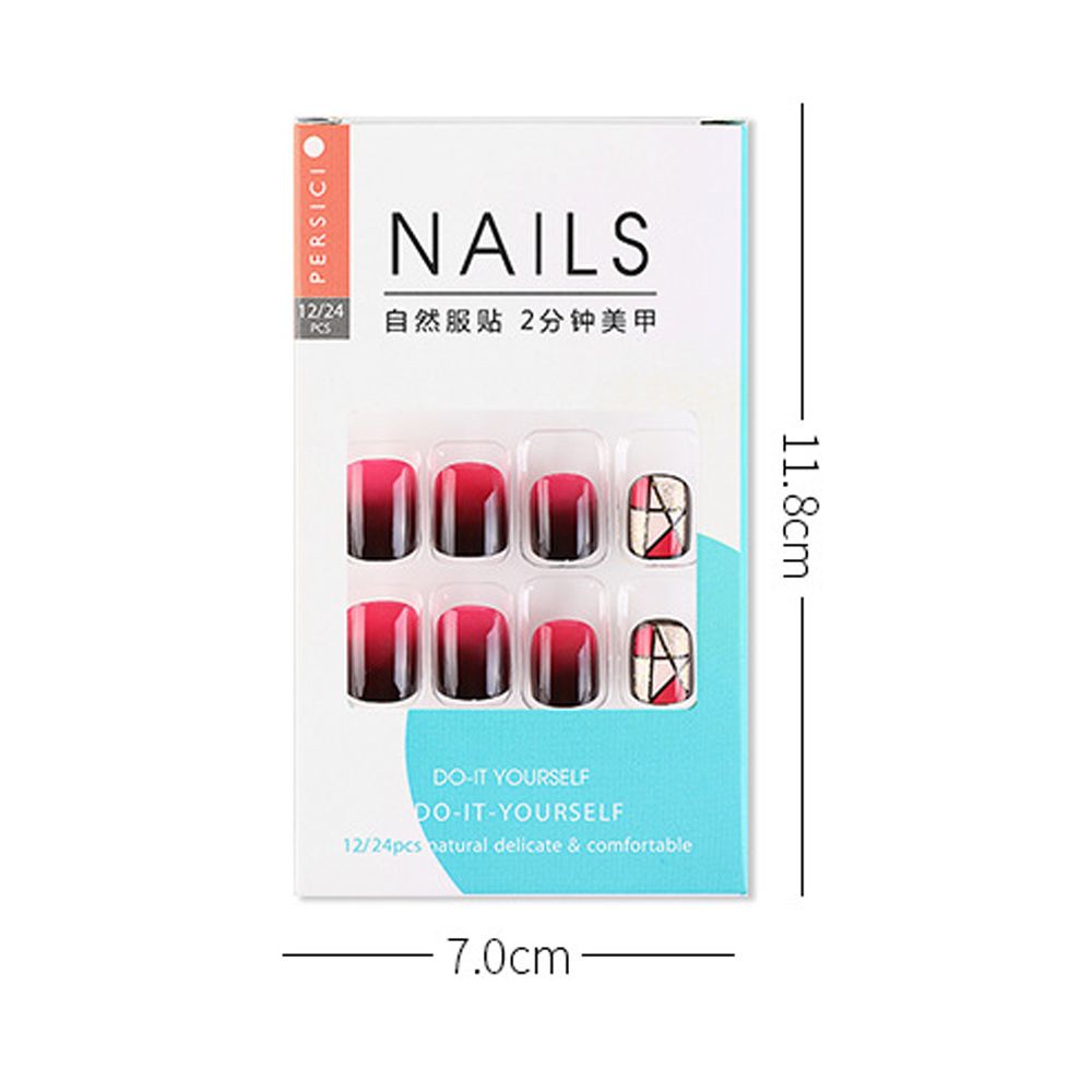 Móng Tay Giả Ngắn Bằng Acrylic Che Phủ Toàn Diện Thiết Kế Hình Học Có Thể Tháo Rời