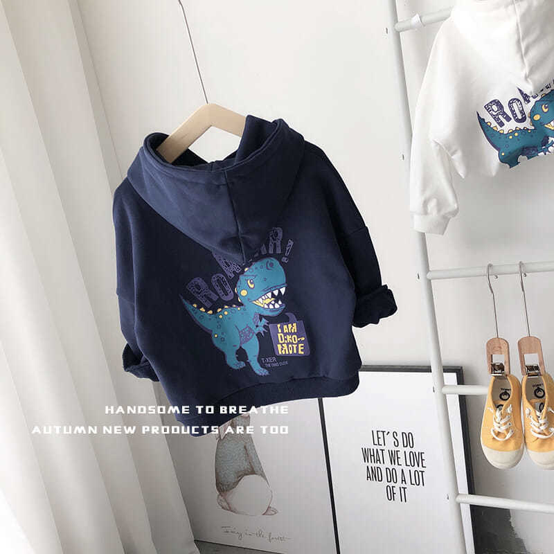 Áo Hoodie Dài Tay In Hình Khủng Long Đáng Yêu Cho Bé