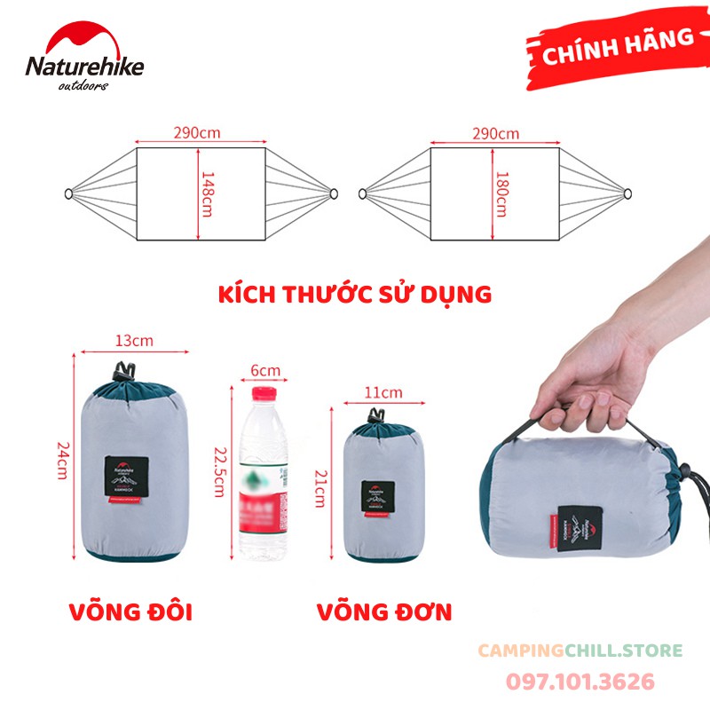 [CHÍNH HÃNG] VÕNG DÃ NGOẠI, CẮM TRẠI ĐƠN VÀ ĐÔI NATUREHIKE NH17D012 | BigBuy360 - bigbuy360.vn