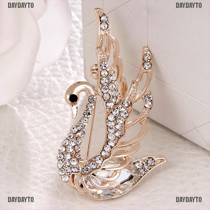 Ghim Cài Áo Hình Thiên Nga Đính Đá Pha Lê