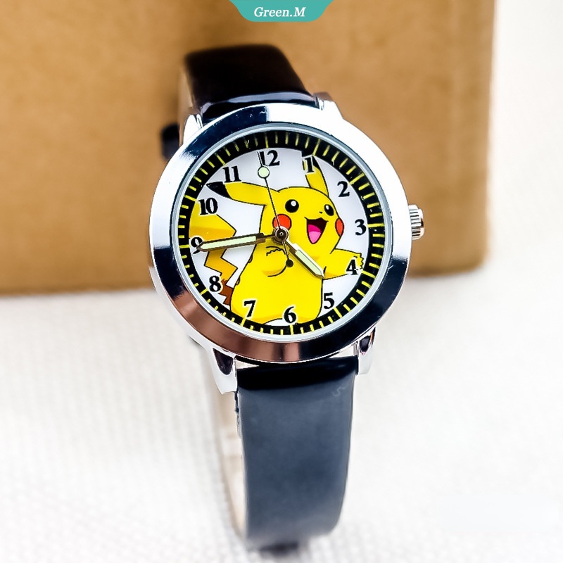 Đồng hồ thạch anh đeo tay phát sáng in hình Pikachu cho học sinh