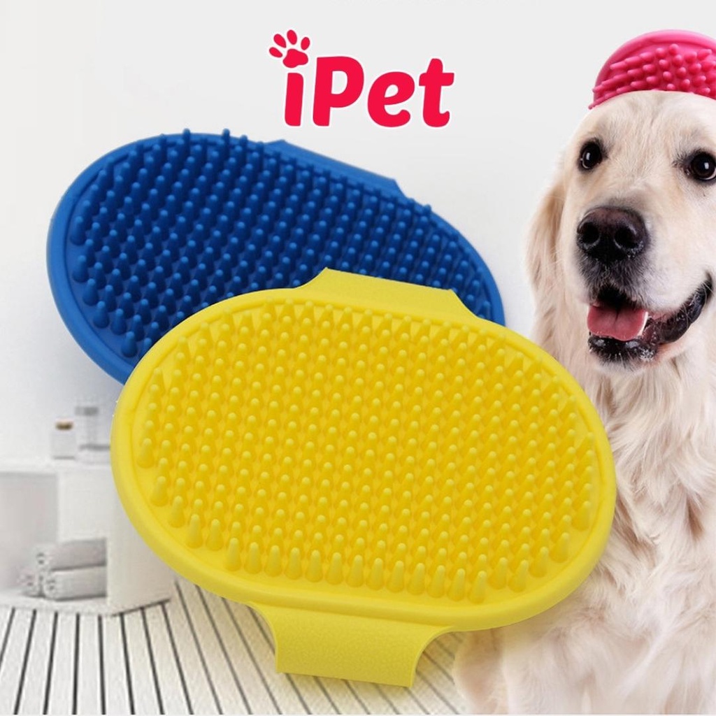 Bàn chải tắm cho chó mèo, găng tay massage chải lông thú cưng - iPet Shop