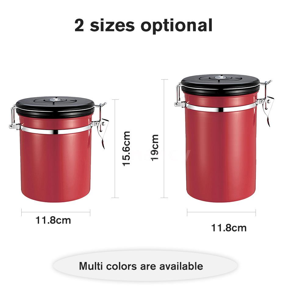 Hộp Đựng Hạt Cà Phê / Trà / Đường Bằng Thép Không Gỉ Dung Tích 1.5l Có Van Thoát Khí