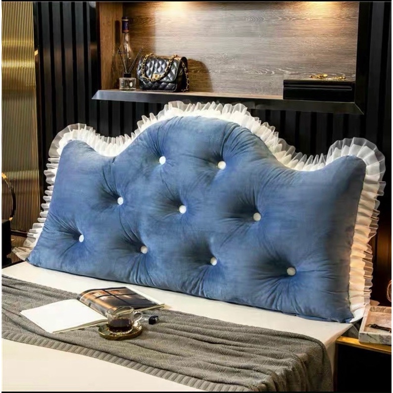 GỐI TỰA ĐẦU GIƯỜNG ĐÍNH KHUY PHONG CÁCH HOÀNG GIA SANG TRỌNG