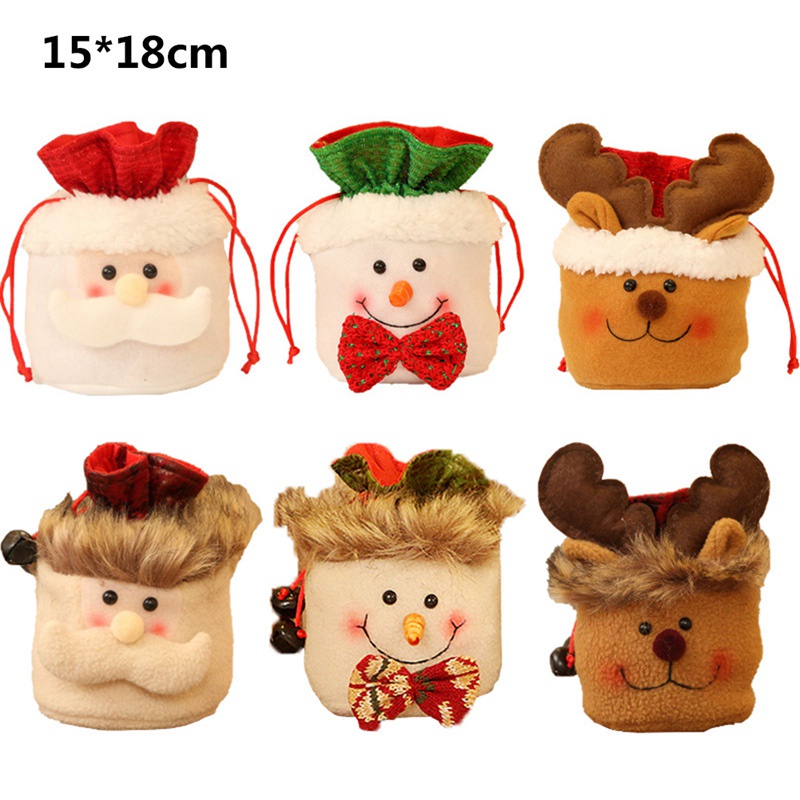 Tmdbyx Túi dây rút hình ông già noel/ người tuyết/ tuần lộc đựng quà Giáng Sinh/ năm mới