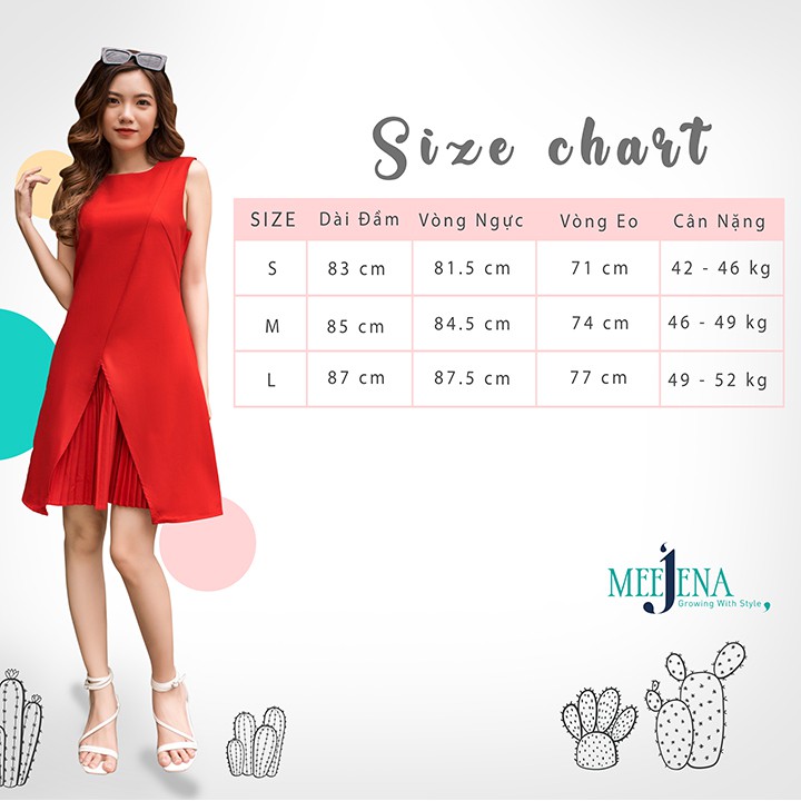 Đầm Công Sở Kate Cotton Thái Xếp Ly 42-52 kg - MEEJENA - 2865