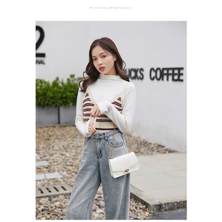 Free Ship Túi đeo chéo thời trang nữ loại I -Túi xách nữ khoá ngang vuông da rắn size 19cm dự tiệc cao cấp