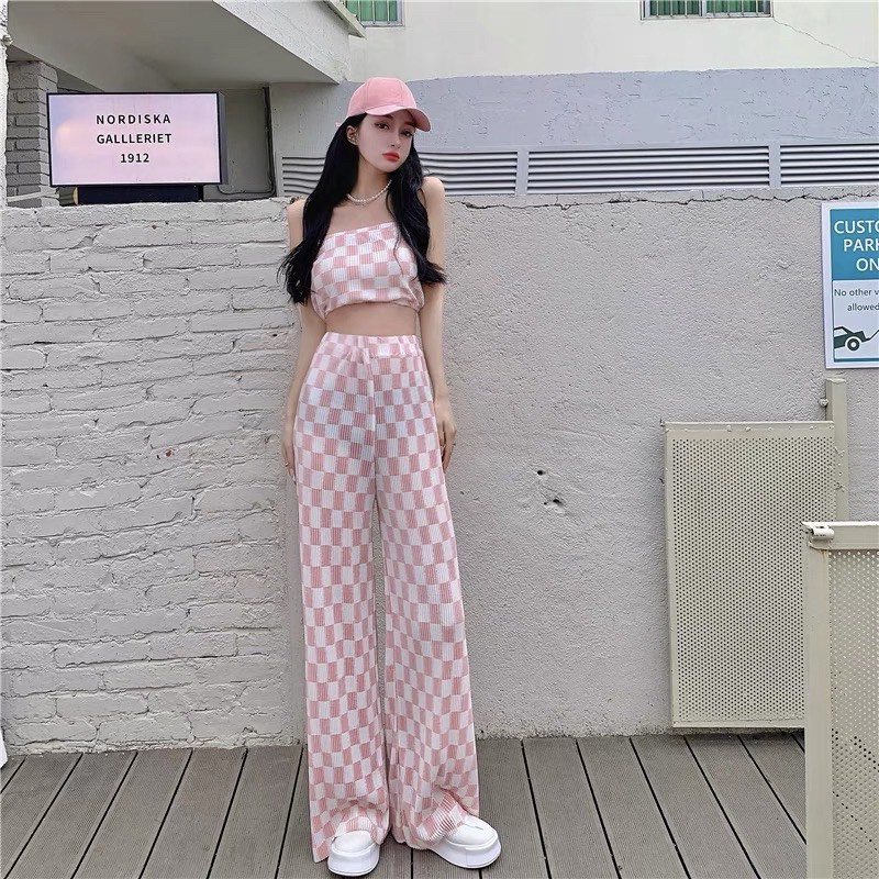 Set áo ống cúp ngực+quần ống suôn thể thao Ulzzang