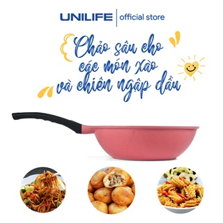 Chảo chống dính vân đá Unilife cao cấp, chảo sâu 7 lớp nấu ăn các món chiên rán xào