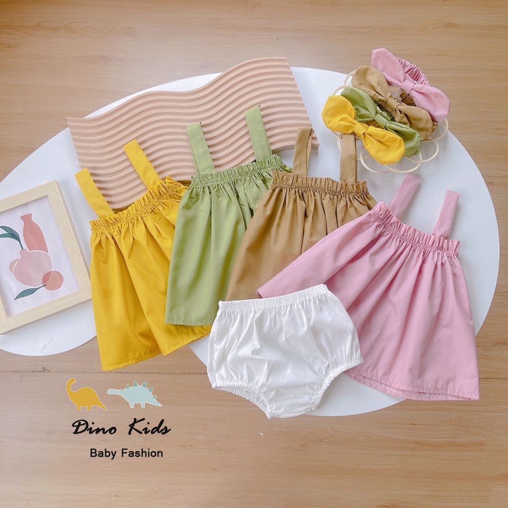 Sét áo 2 dây bé gái, bộ áo 2 dây quần chip kèm turban cho bé gái