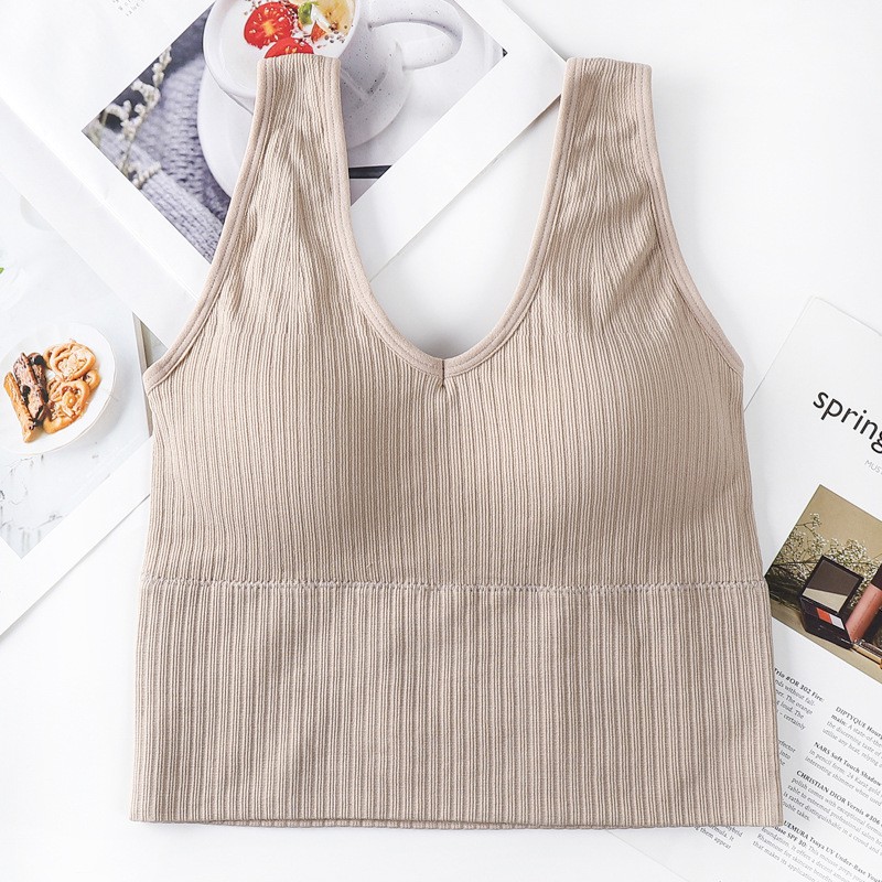 Áo Bra Dáng Dài Gân Tăm Có Mút Ngực Cao Cấp V90