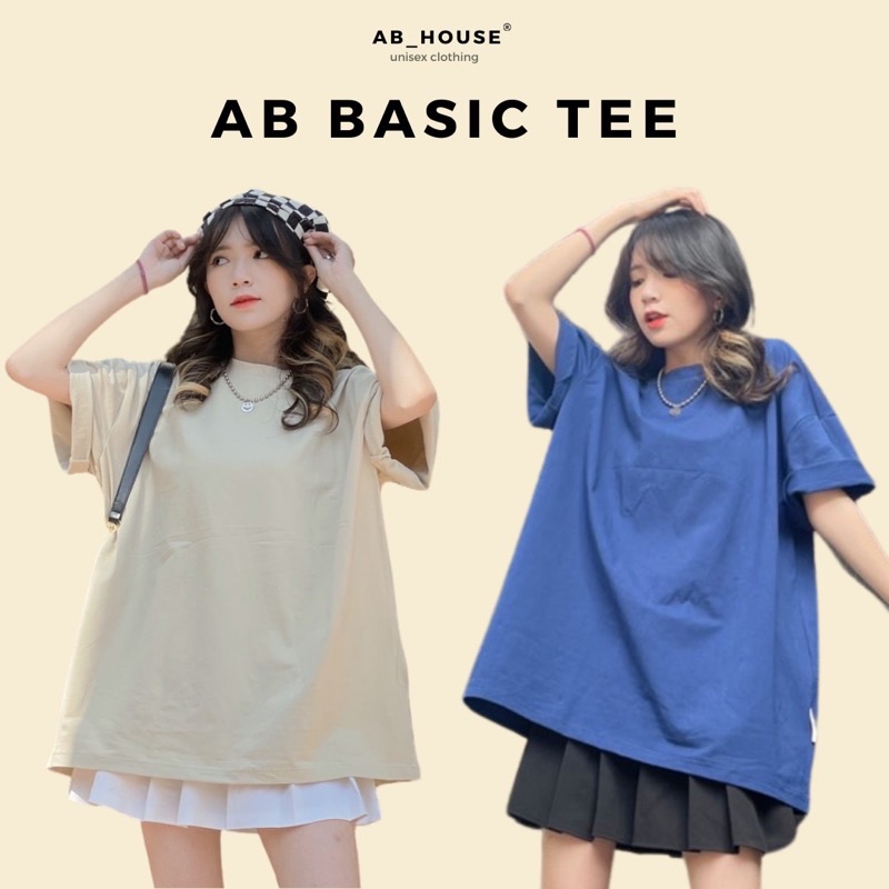 Áo Thun Trơn tay lỡ form rộng AB Basic Tee Cotton 100% Form Rộng Unisex Nam Nữ (Ảnh Thât/ Có Sẵn)