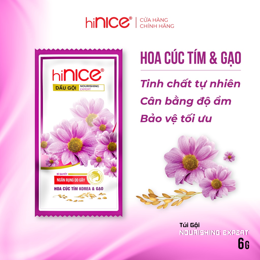 Dây Dầu Gội hiNICE Hoa Cúc Tím & Gạo ngăn rụng do gãy