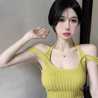 Áo yếm chòng cổ kiểu mới cho nữ dưới 55kg chất gân đũa co giãn mềm mịn-C37