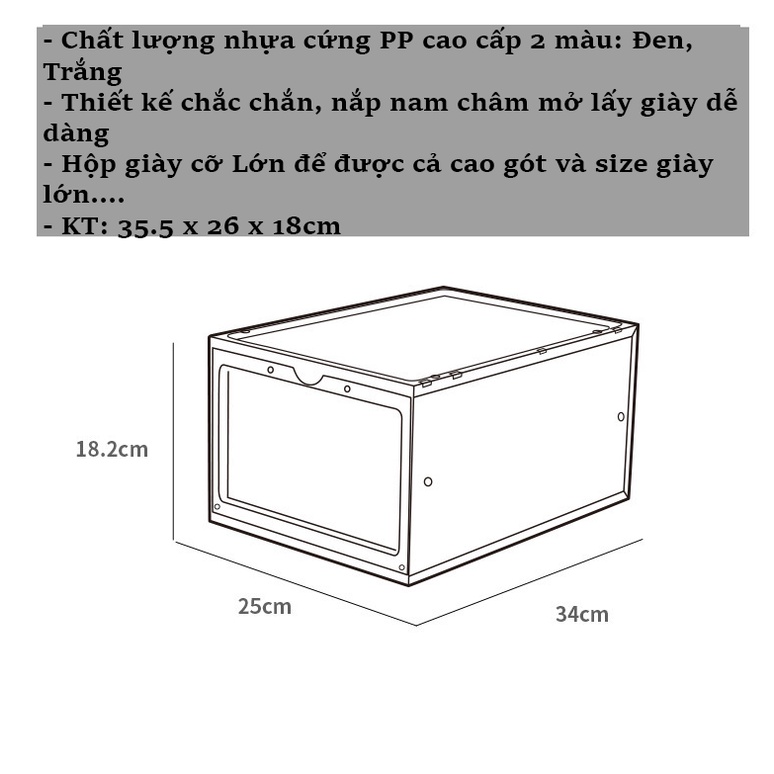 Hộp Đựng Giày Trong Suốt Cao Cấp, Tủ Đựng Giày Dép Nắp Nam Châm Hít (Hộp Đựng Giày Cỡ Lớn)