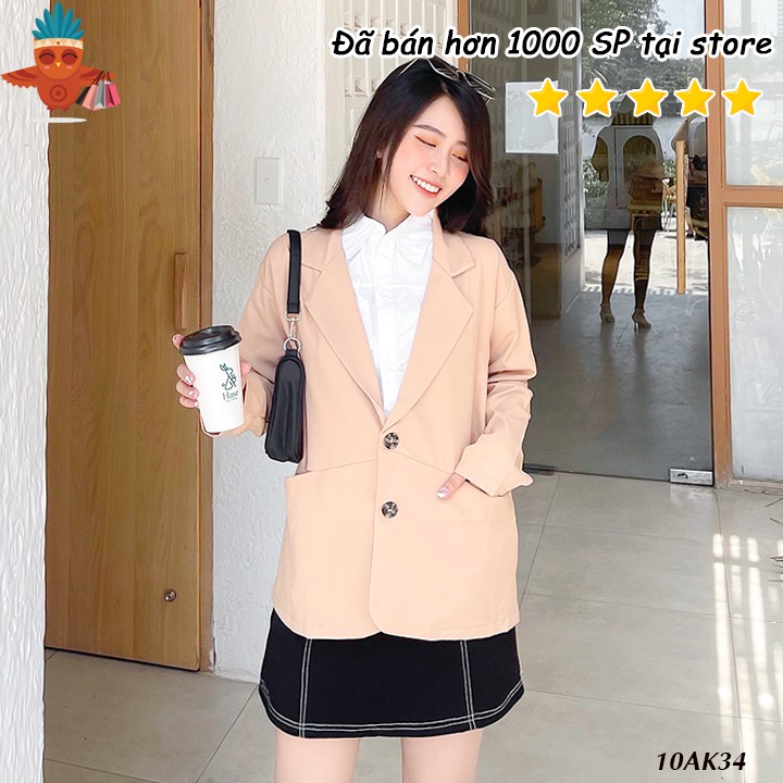 Áo khoác blazer túi xéo THOCA HOUSE đen, trắng, kem, hồng, cà phê mềm mại freesize phù hợp đi làm công sở, sự kiện