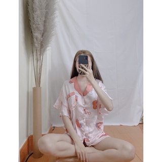 Bộ Pijama Cộc, Set Đồ Bộ Lụa Latin Cộc Cao Cấp Chất Mát Lịm