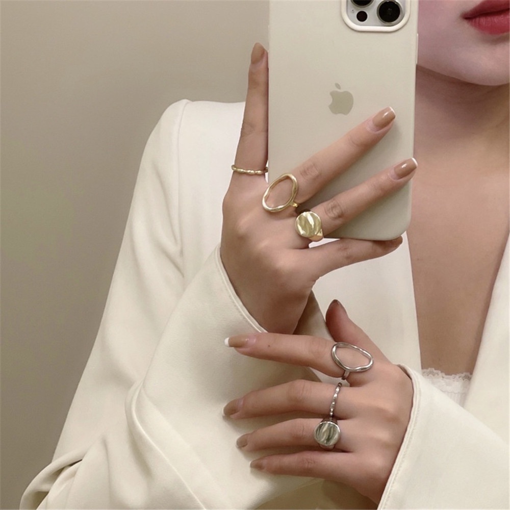 Set 3 Nhẫn Đeo Tay Kim Loại Thời Trang Yanqueens Cho Nữ