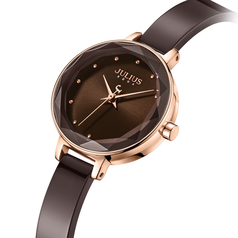Julius Đồng Hồ Đeo Tay ja-1348 Chống Thấm Nước Dây Đeo Sứ Màu Trắng Thời Trang Mùa Hè Cho Nữ