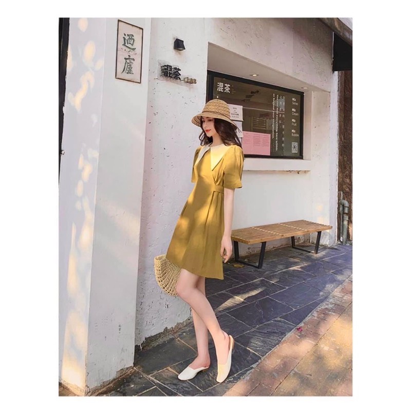 [Mã FAGREEN1505 giảm tới 30K đơn 99K] Váy nâu thời trang mix cổ vạt dễ thương⚡️Ảnh thật | BigBuy360 - bigbuy360.vn