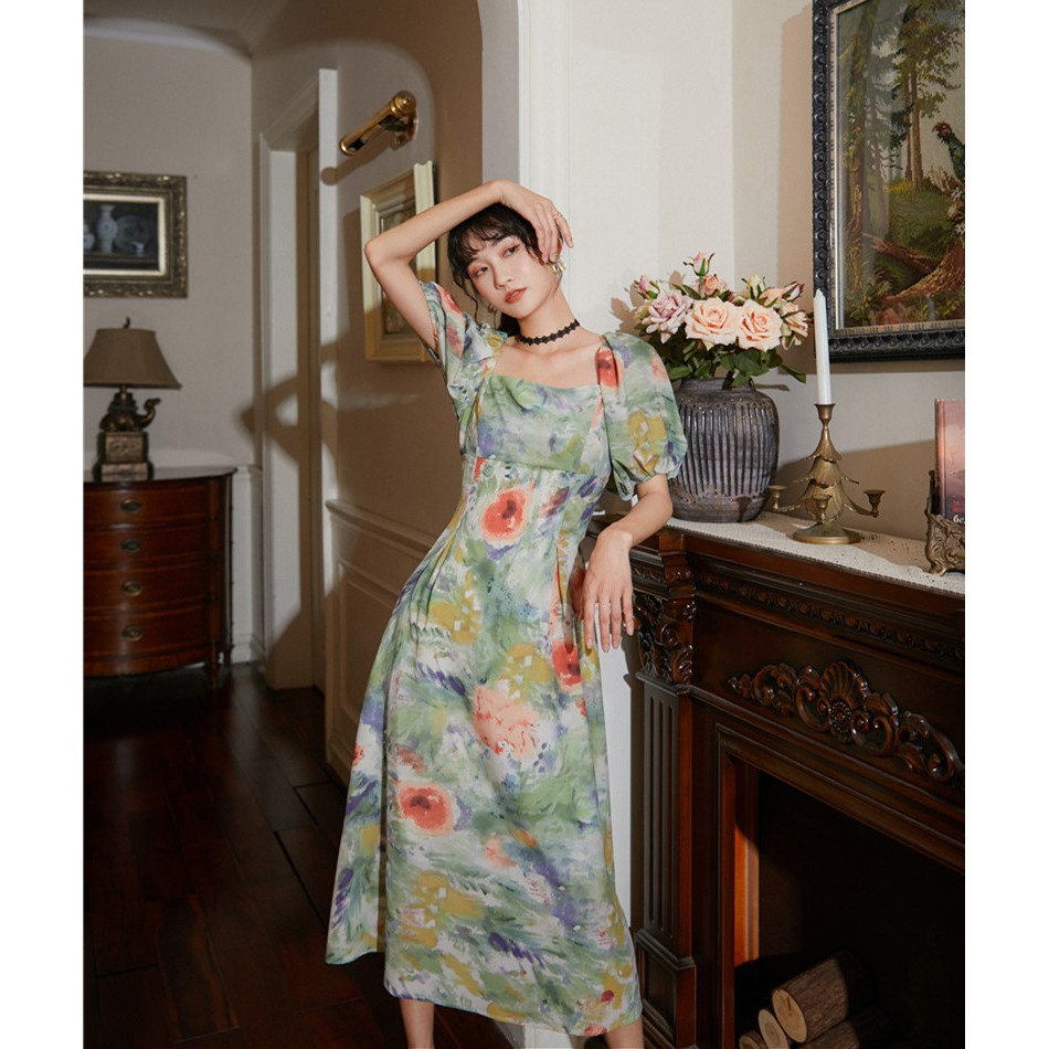Đầm Màu Tranh Sơn Dầu - MUOJ - Thiết Kế Châu Âu - phong cách Vintage | BigBuy360 - bigbuy360.vn