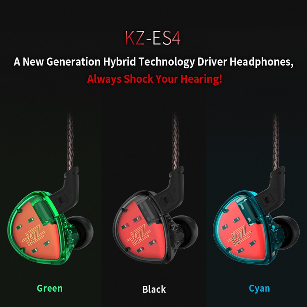 KZ Es4 In-ear Earphone Balanced Armature With Dynamic Driver Noise Cancelling Headset With Mic Kz As10 Zs5 Zs6 Zs10 Ba10
