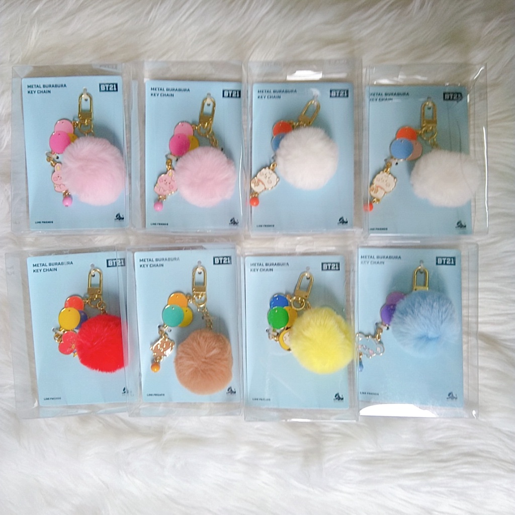 Móc khoá BT21 - Metal Burabura Key Chain BT21 Nhật - Bagcharm - Pong Pong Plush