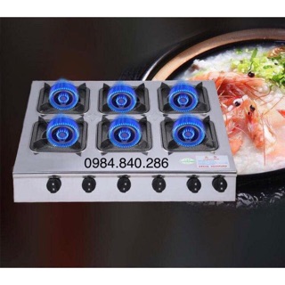 Bếp gas bán công nghiệp 6 họng - 6 cửa