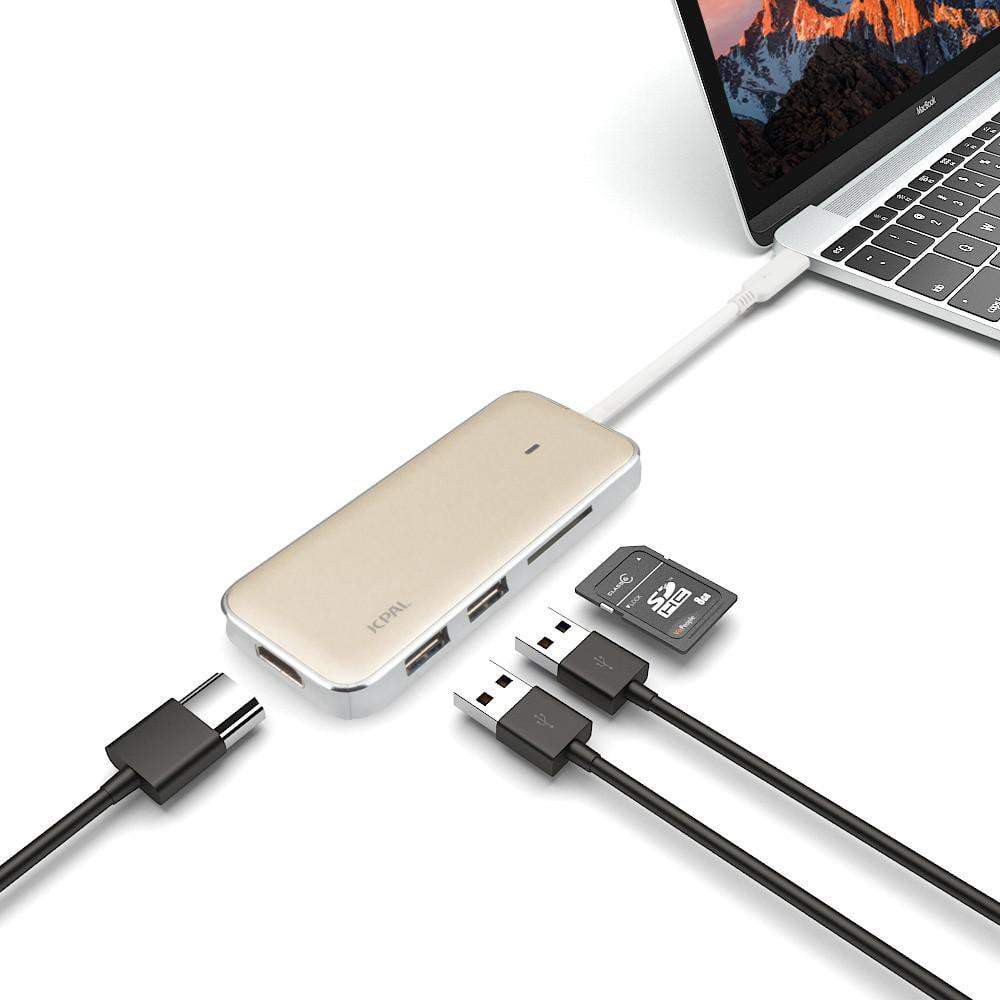 Cáp Jcpal USB Type C Multiport Adapter ( 2 USB 3.0+ HDMI+ USBC+ Thẻ nhớ )