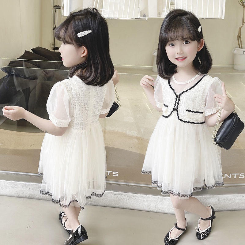 Đầm Công Chúa Mùa Hè Phối Lưới Xinh Xắn Phong Cách Mới Cho Bé Gái