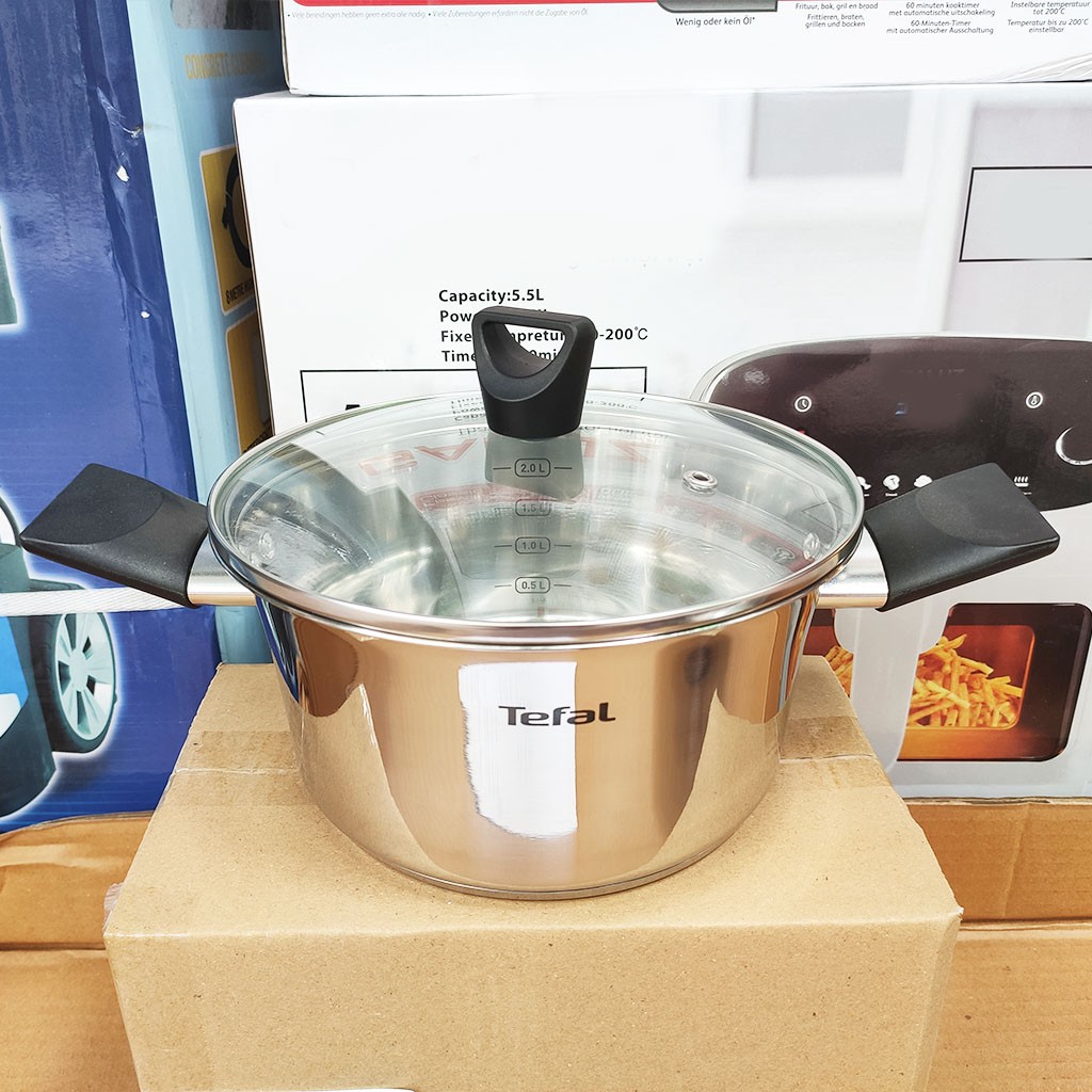 Nồi Inox 304 đường kính 20cm Tefal Simpleo B9054495 dung bếp từ, bảo hành chính hãng 5 năm, hàng xuất Pháp