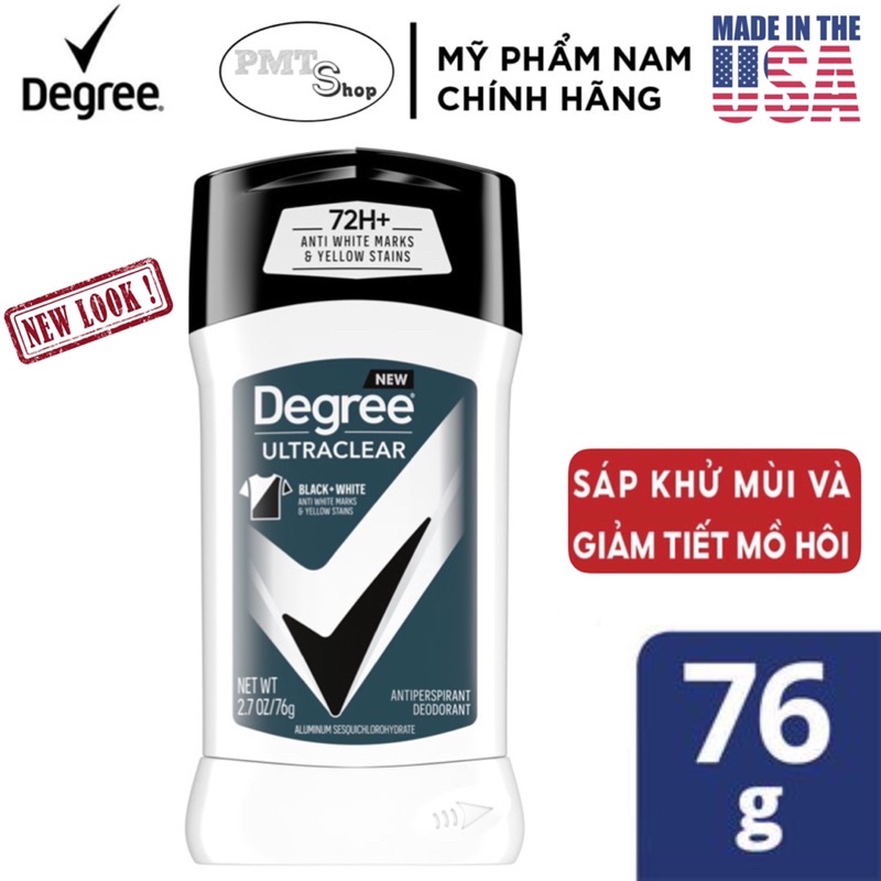 Hộp 5 chai Lăn sáp khử mùi nam Degree Men Motionsense UltraClear Black &amp; White 76g chống ố vàng áo