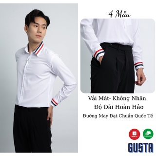 Áo Sơ Mi Nam Đẹp Trơn Tay Dài Viền Cổ,Áo Sơ Mi Nam Hàn Quốc Kiểu Dáng Trẻ Trung - Chất Cotton - SM08-GUSTA