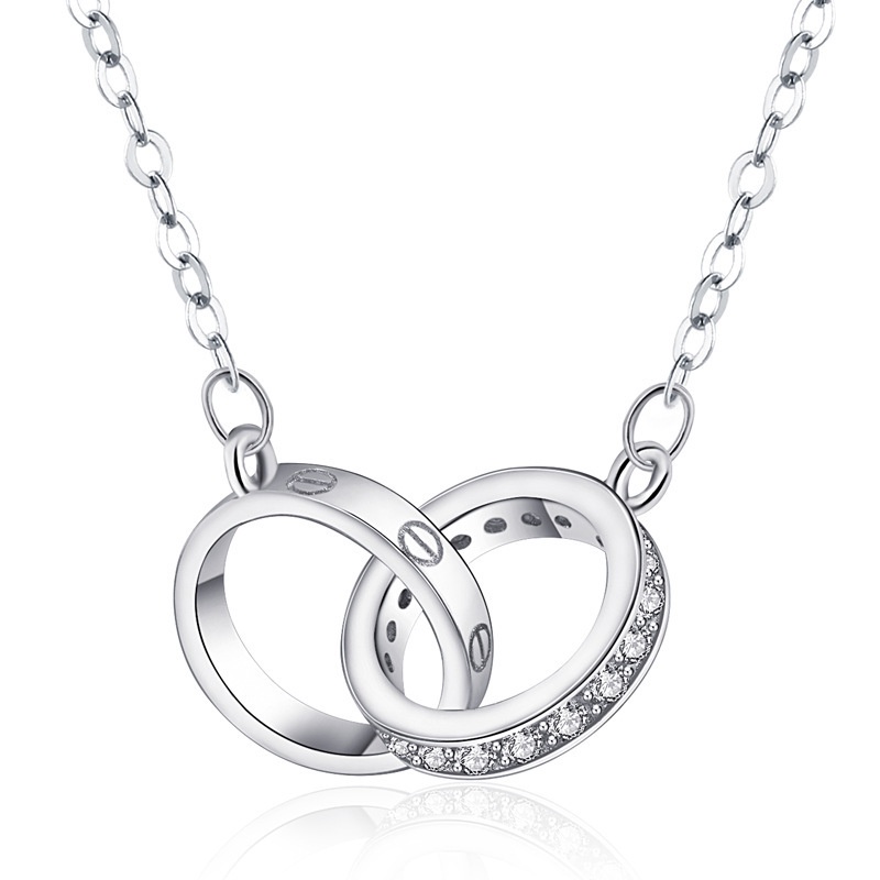 Vòng cổ Mặt Tròn Đôi Đính Đá Zircon Phong Cách Nhật Bản Thời Trang Cho Nữ