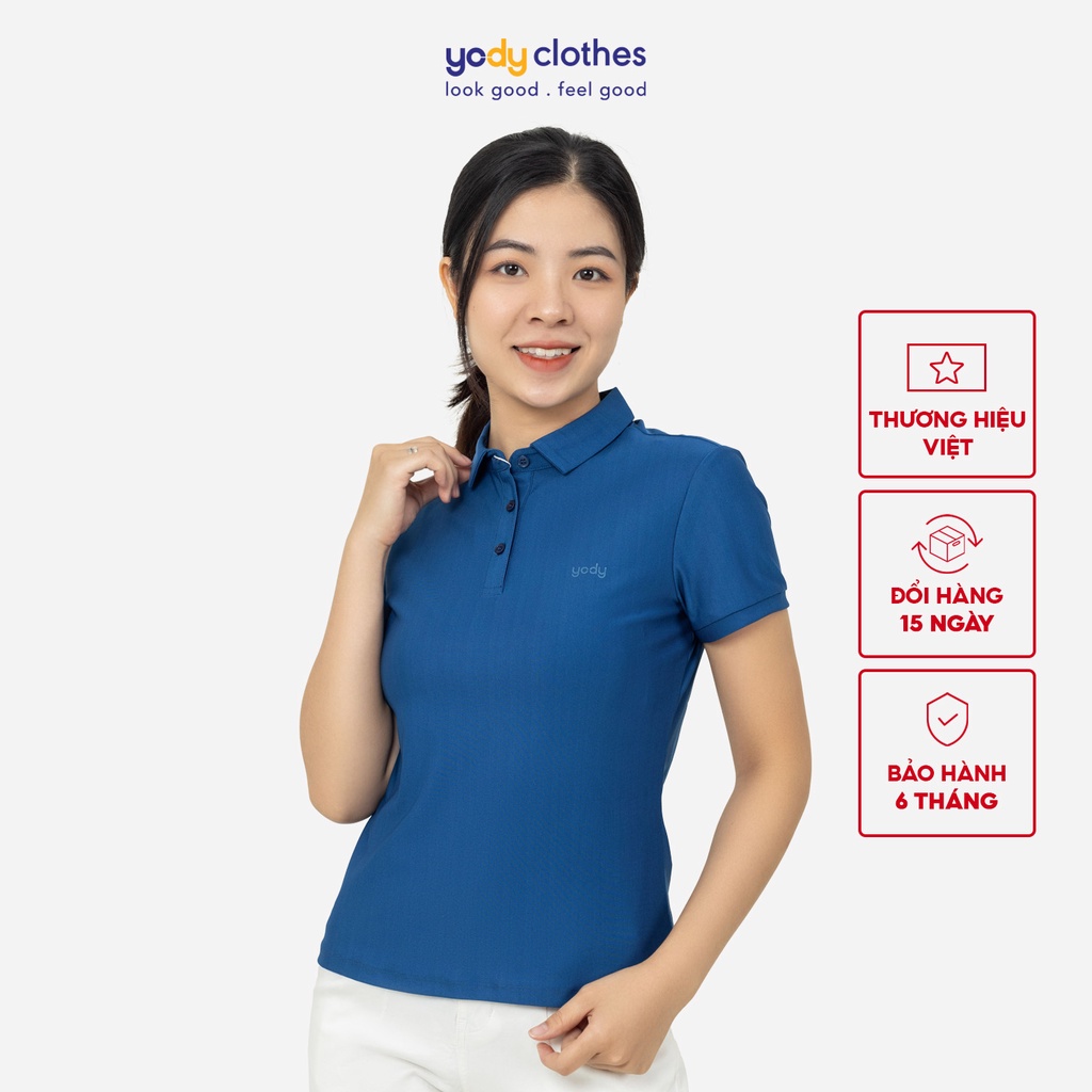 Áo Polo nữ basic gia đình YODY tay ngắn chất cotton co giãn và thấm hút mồ hôi APN5424