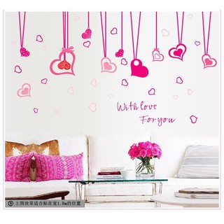 Decal dán tường Dây thả trái tim