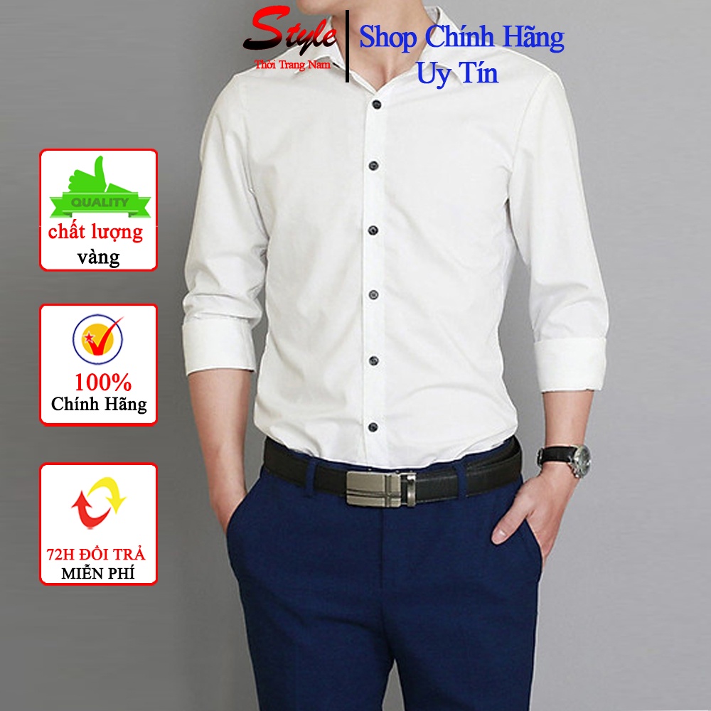 Áo Sơ Mi Nam Thời Trang Công Sở vải lụa nến chống Nhăn Cao Cấp