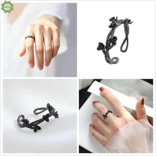 Nhẫn hở hình hoa mận có thể điều chỉnh kích cỡ phong cách Hàn