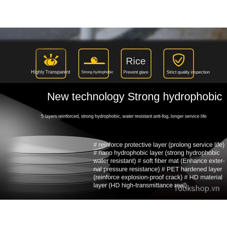 Set 2 miếng phim nano dán kính chiếu hậu xe hơi chống mưa chống sương mù và mưa