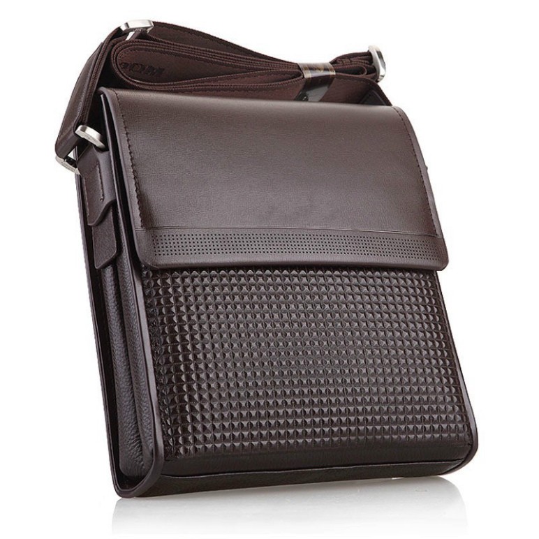 (12)Túi đeo chéo nam da bò đựng ipad T82 26.5x23x7cm bảo hành 12 tháng (Nâu)